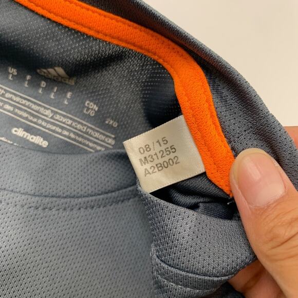 Adidas Shirt Mens L Large Titanium Climalite Big Logo Gym Train Soccer Football - Picture 5 of 10